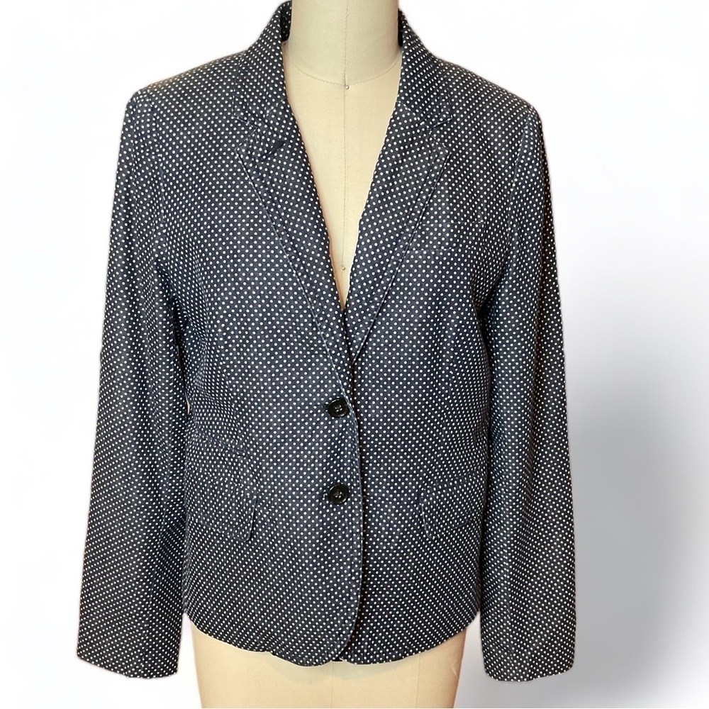 J. Crew Schoolboy Blazer Indigo Polka Dot Size 6 Style 40203 EUC